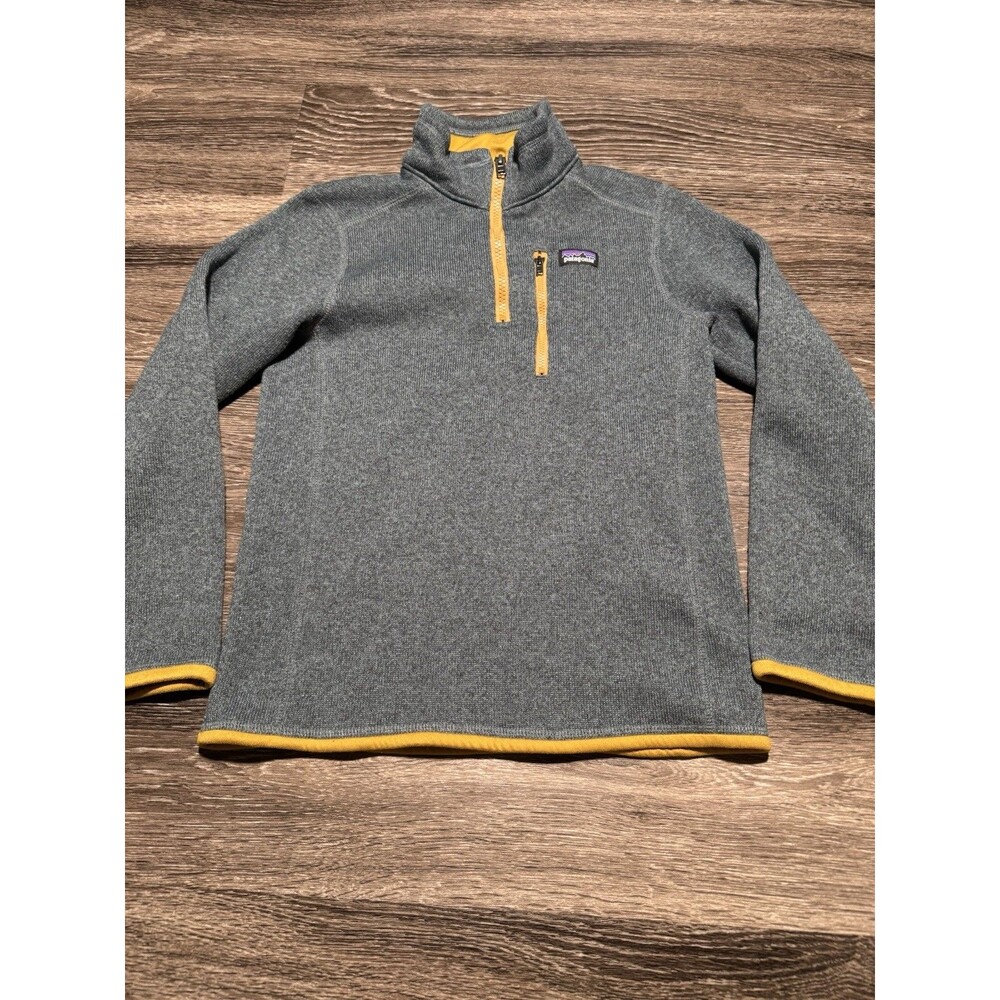 Patagonia Better Sweater Boys Large 12 Blue Mockneck Quarter Zip Fleece Kids